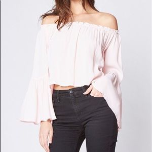 Yum kim black crop top with wide sleeves